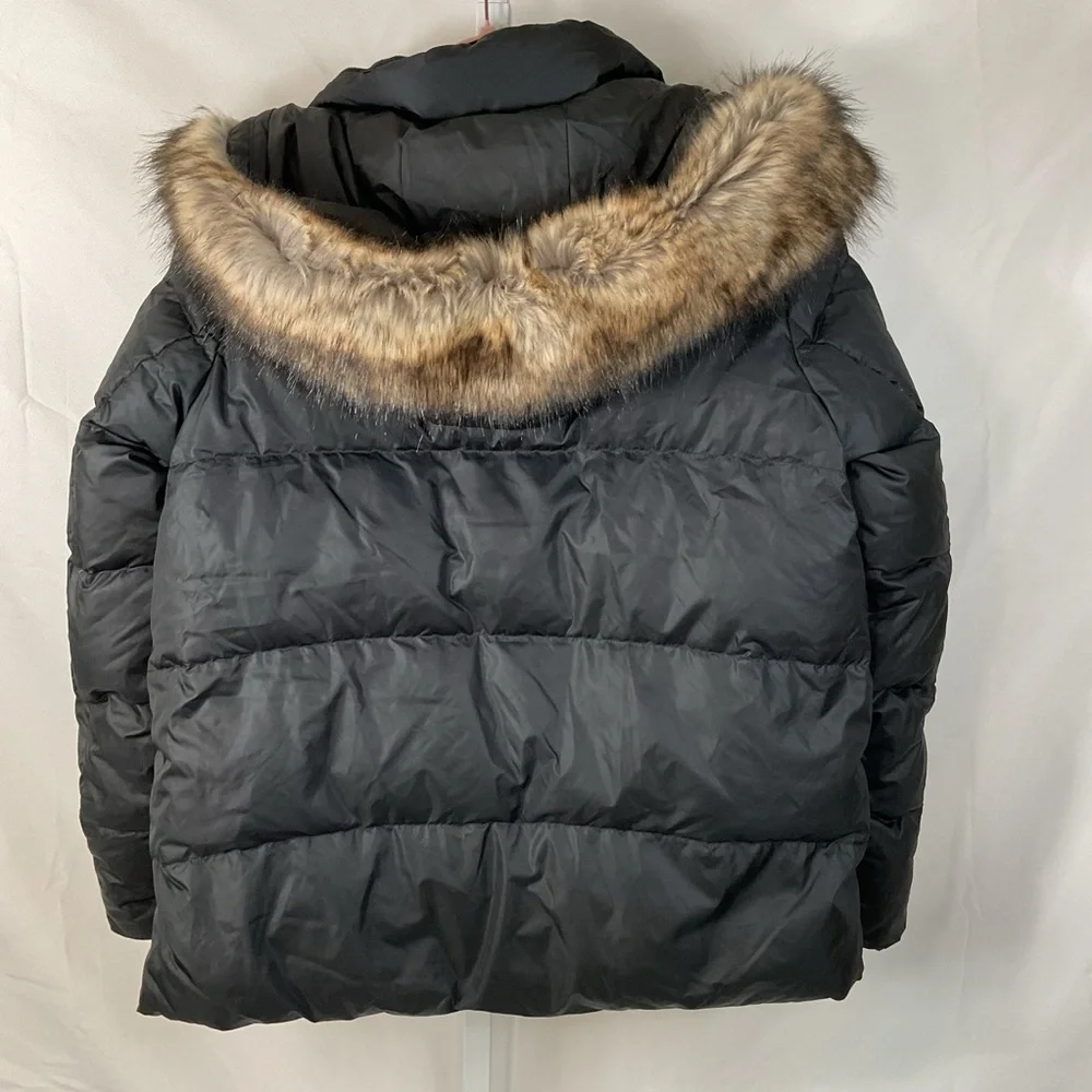 Eddie Bauer Black Faux-Fur Trim Puffer Jacket - Picture 5 of 8
